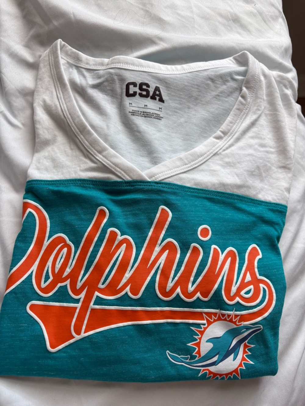 CSA Dolphins Teal & Orange V-Neck Tee